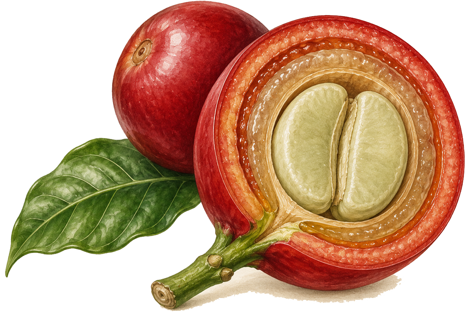 Partes del fruto del café