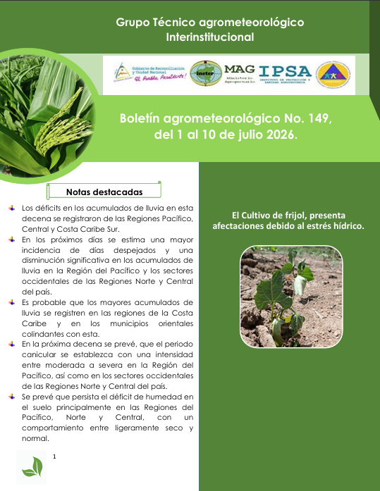 Boletín agrometeorológico No.146
